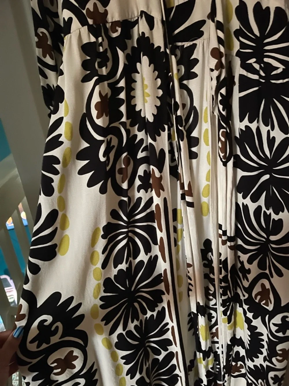 Zara Black Brown White Floral-Print Wrap Dress - Picture 4 of 5